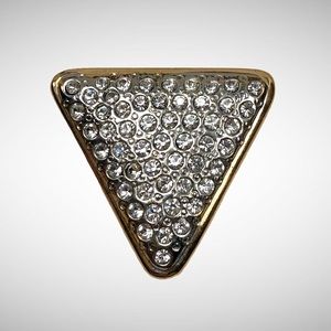 VTG Fashion Triangular Rhinestone Slide Pendant Gold Tone